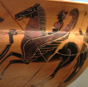 Le cheval ailé Pégase issu du cou tranché de la Gorgone Méduse 