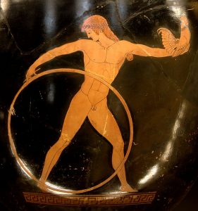 Ganymede holding a hoop and a cock,
