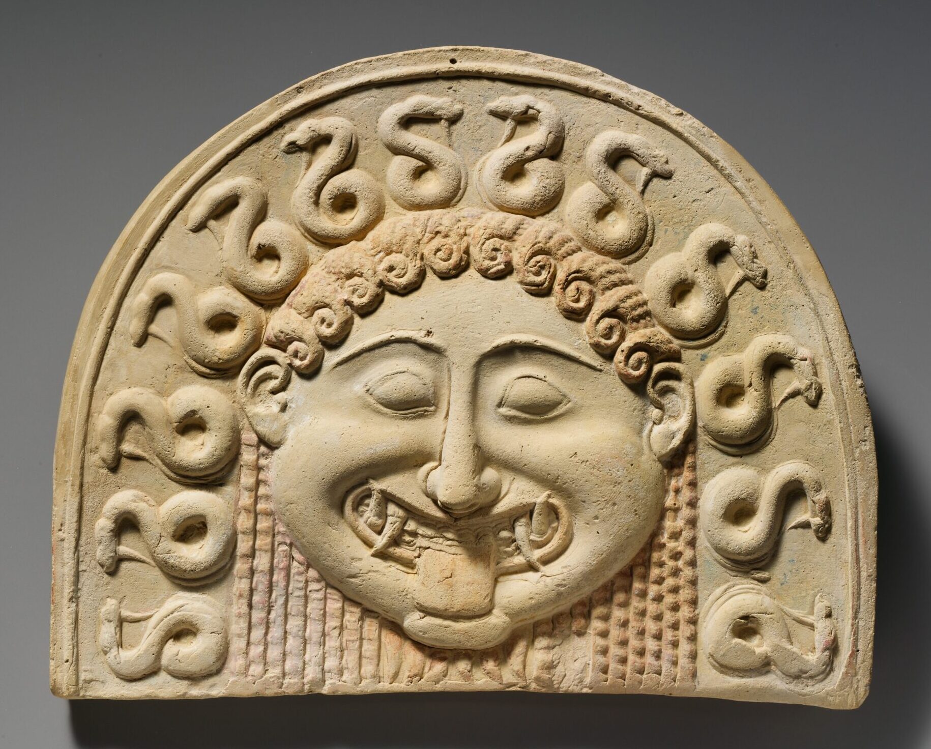 Gorgoneion Roof Tile, South Italian, circa 540 B.C.